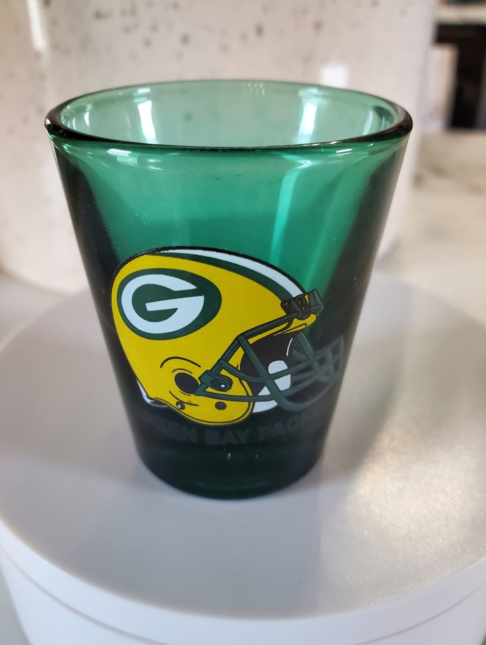 Vintage Green Bay Packers Green Glass Shot Glass